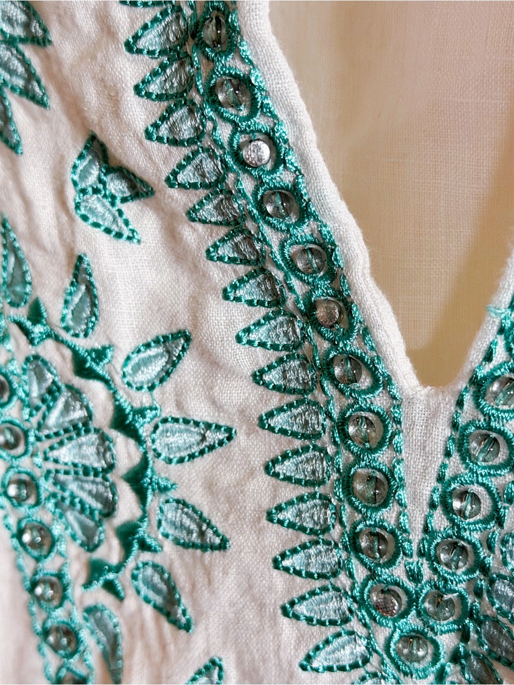 Charter Club Luxury Tunic Women’s Large 100% Linen Breathable Boho Embroidered - Picture 7 of 11